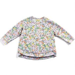 Elie Tahari Women Floral Print Lavender Crew Neck Long Sleeve Sweatshirt Top M